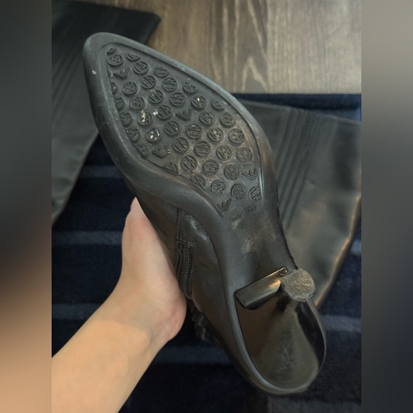 Emporio Armani Black Leather Boots with Logo - Picture 5 of 6